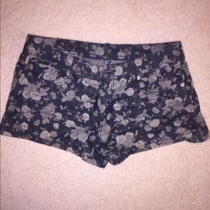 Floral denim shorts